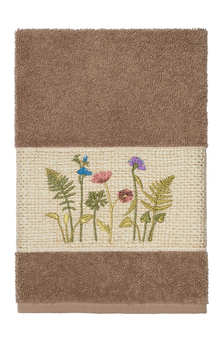 Linum Home Textiles Serenity Embellished Hand Towel - Latte, Main, color, Latte