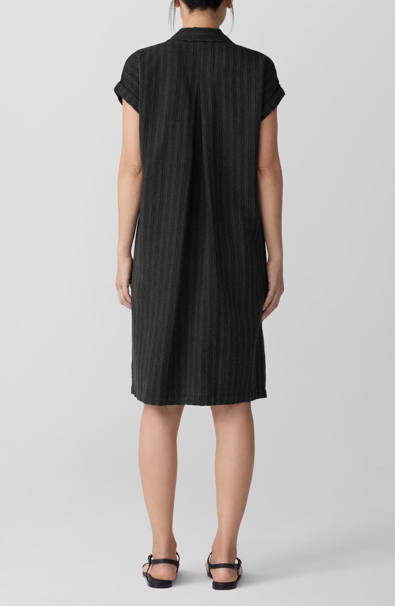 Eileen Fisher Notch Collar Organic Cotton Blend Shirtdress, Alternate, color, Black