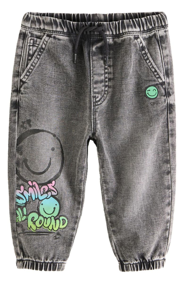 NEXT Kids' Smiley Graffiti Print Pull-On Jeans, Main, color, 