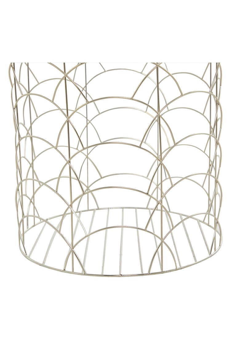 Silvertone Metal Glam Storage Basket with Faux Leather Handles - Set of 3, Alternate, color, SILVER