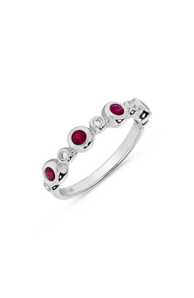 H.J. Namdar 14K White Gold Diamond & Gemstone Stackable Ring, Main, color, White Gold/ Ruby/ Diamond