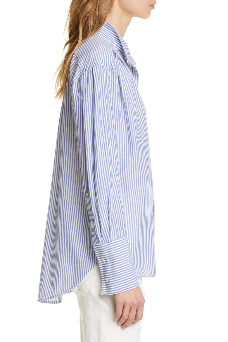 Stripe Clean Collar Pleated Shirt, Alternate, color, NAVY MULTI
