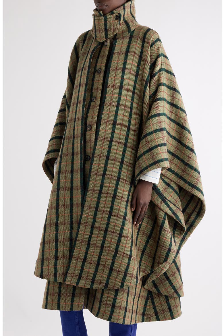 Brushed Wool Blend Check Coat, Alternate, color, MULTICOLOR GREEN