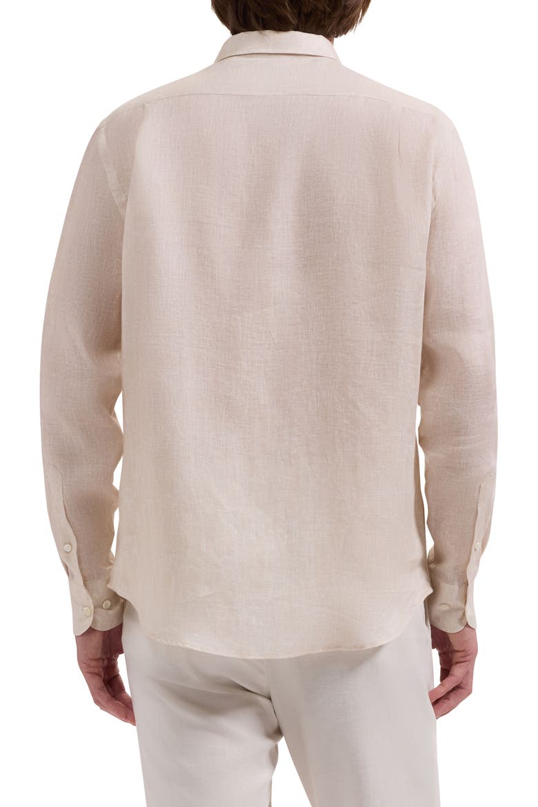 Axel Trim Fit Linen Jacquard Button-Up Shirt, Alternate, color, ALMOND