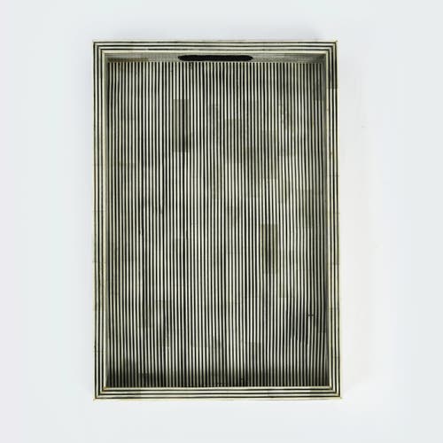 Mela Artisans Pinstripe Inlay Tray In Gray