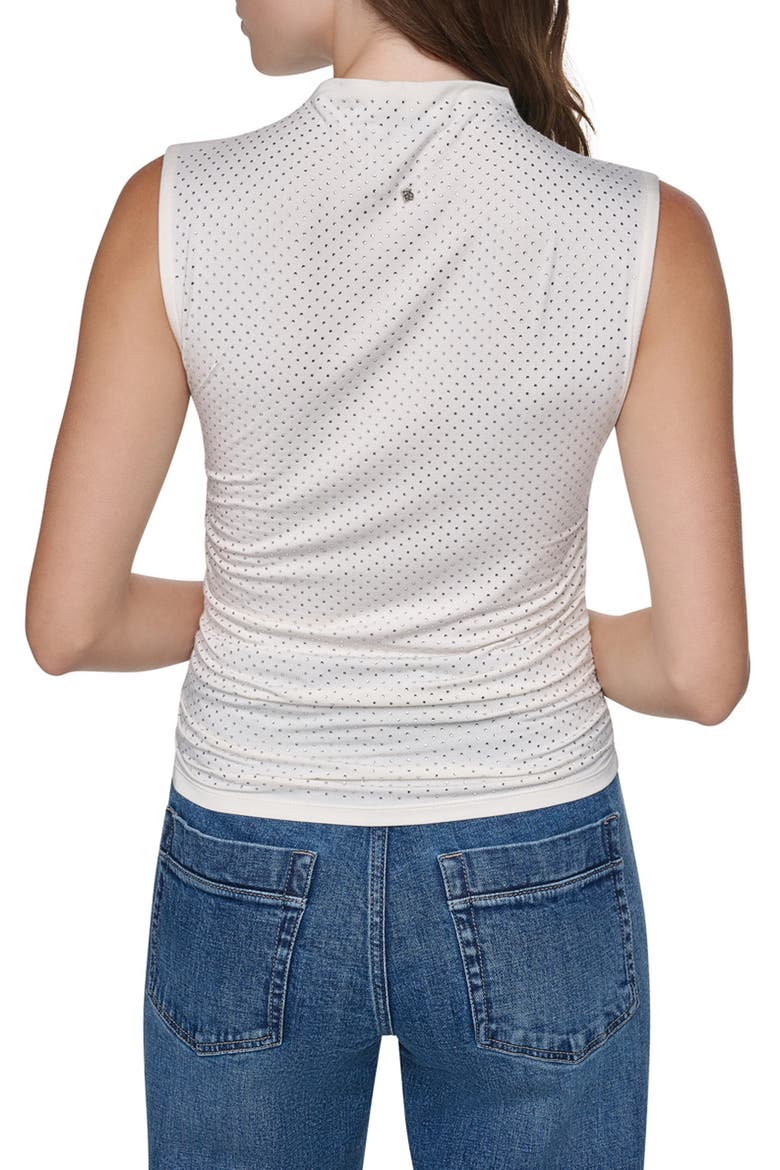 Rhinestone Ruched Knit Tank, Alternate, color, EGGNG/ CLEA