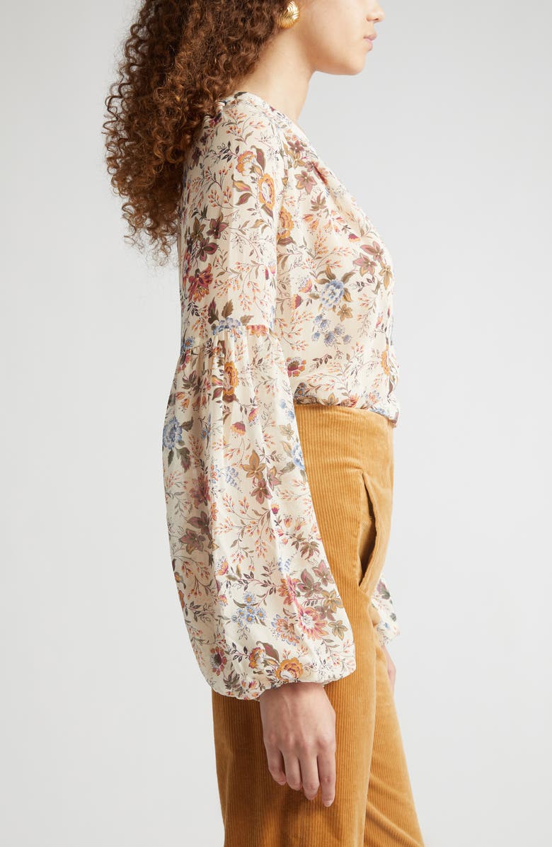 Veronica Beard Clarina Floral Silk Top, Alternate, color,
