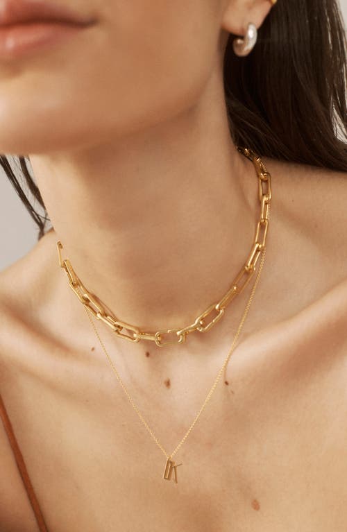 Monica Vinader Initial Pendant Necklace In 18ct Gold Vermeil/ss- K