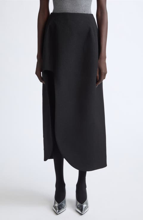 Sculpted Virgin Wool Midi Skirt