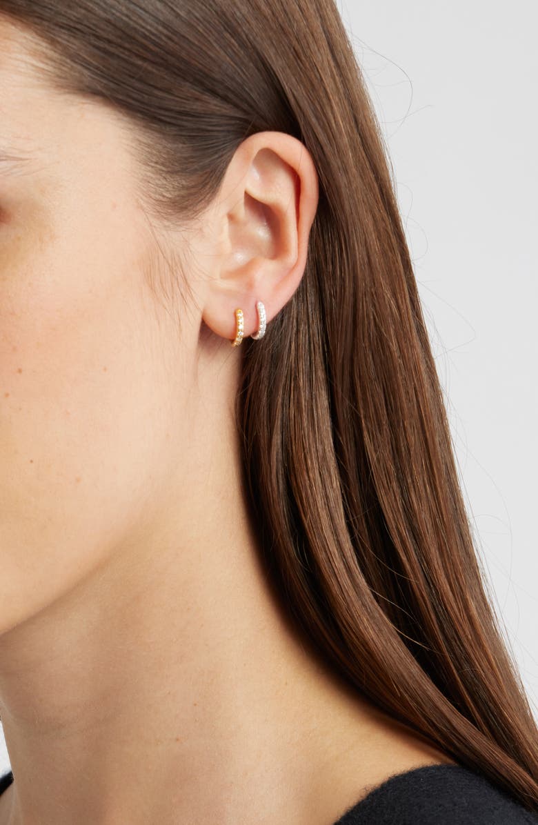 Nordstrom Set of 2 Demi Fine Pavé Huggie Hoop Earrings, Alternate, color,