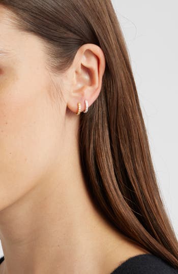 Set of 2 Demi Fine Pavé Huggie Hoop Earrings