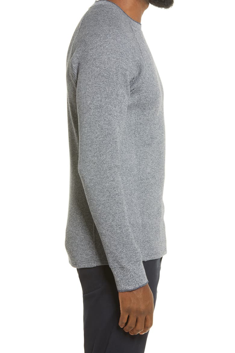 Mouliné Thermal Pima Cotton Long Sleeve Pullover, Alternate, color, COASTAL/ LECHE