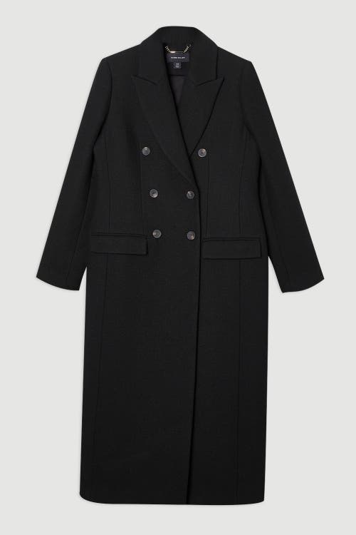 Karen Millen Wool Double Breasted Tailored Midi Coat In Black