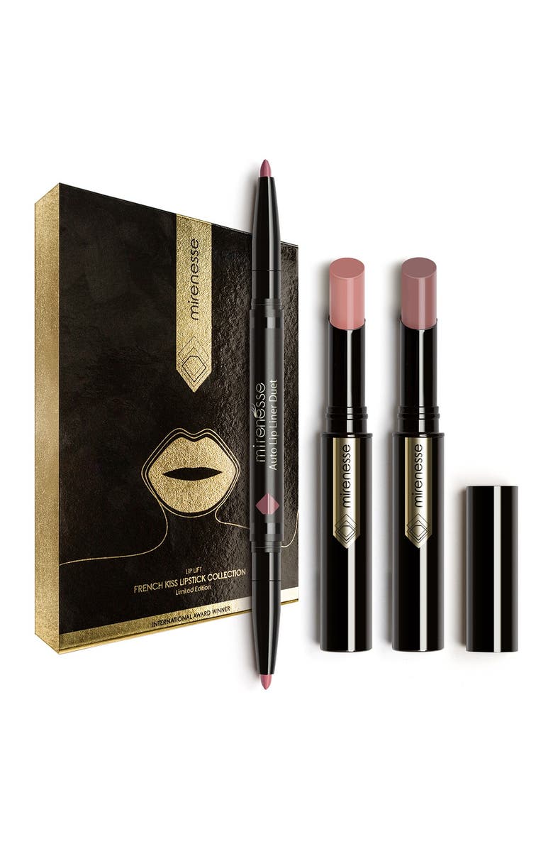 MIRENESSE Hot French Kiss 3-Piece Glossy Sheer Nude Lips & Liner Set, Alternate, color, 