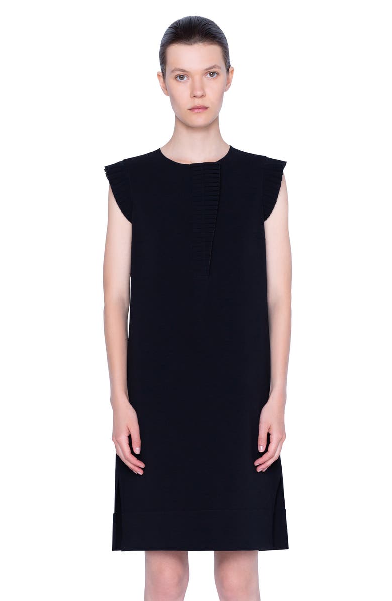 Akris punto Plissé Trim Sleeveless Crepe Dress, Alternate, color, 