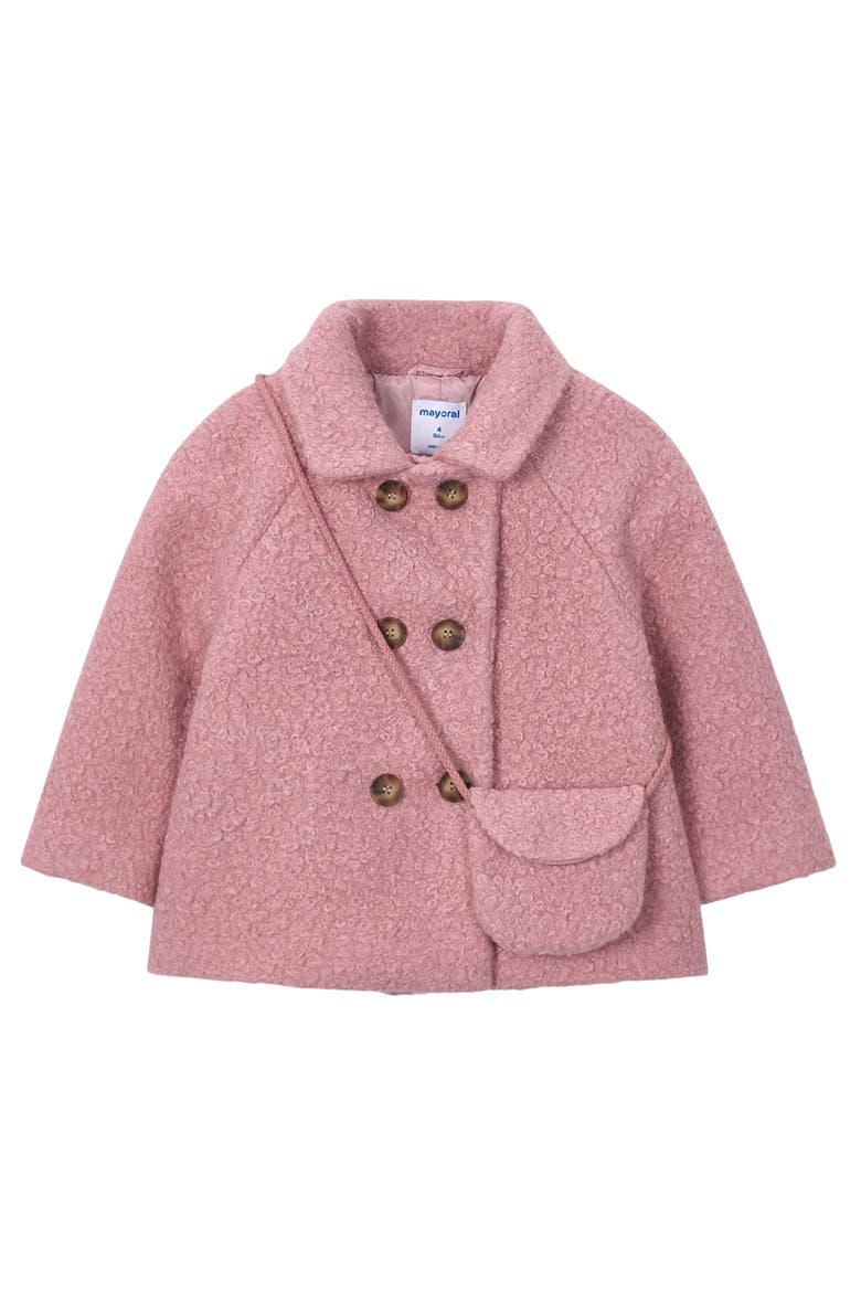 Double-Breasted Wool Coat with Crossbody Pocket, Main, color, Pink