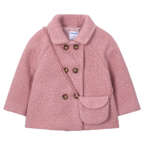 Double-Breasted Wool Coat with Crossbody Pocket