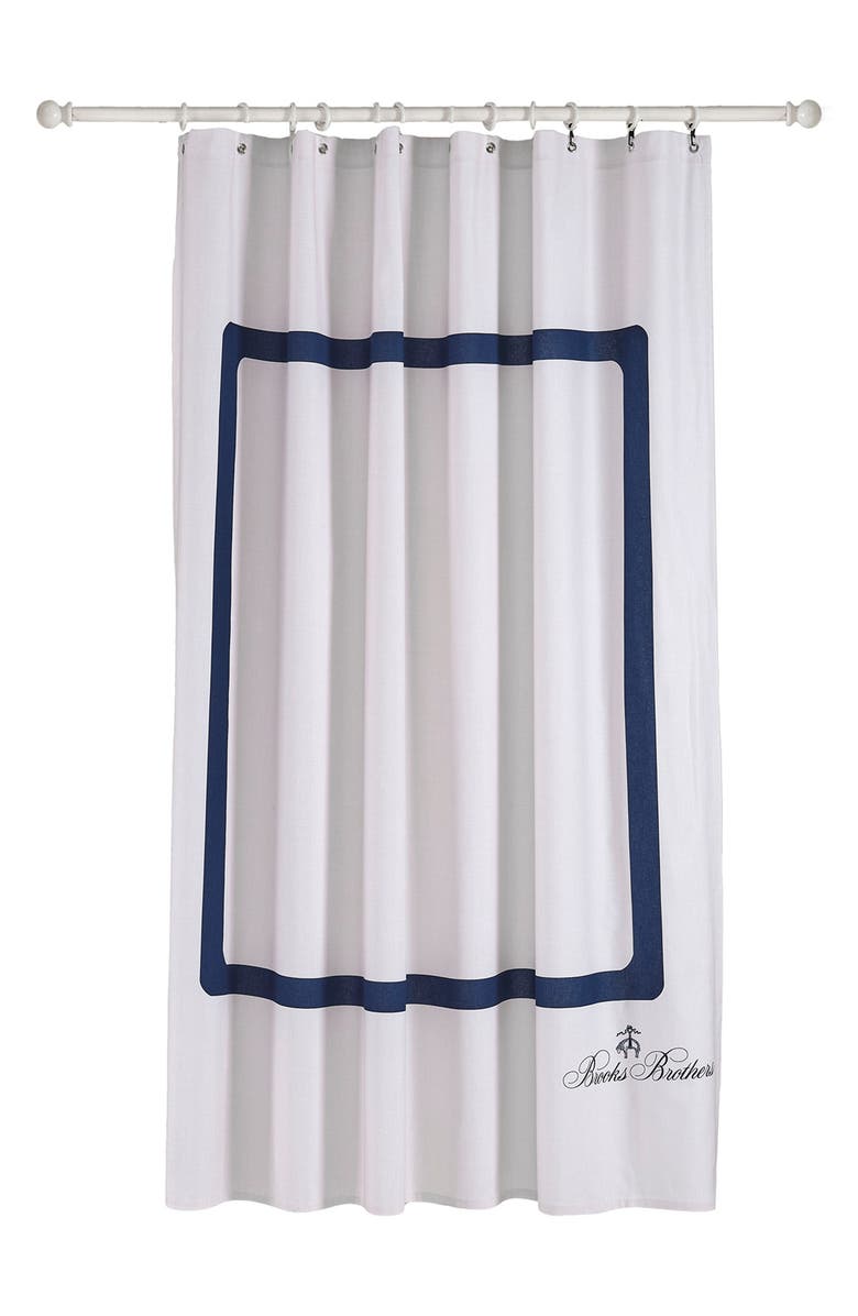 Brooks Brothers Contrast Frame Shower Curtain, Main, color, Silver