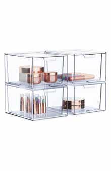 4-Pack Clear Stackable Makeup Drawers