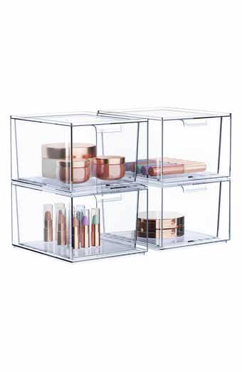 4-Pack Clear Stackable Makeup Drawers