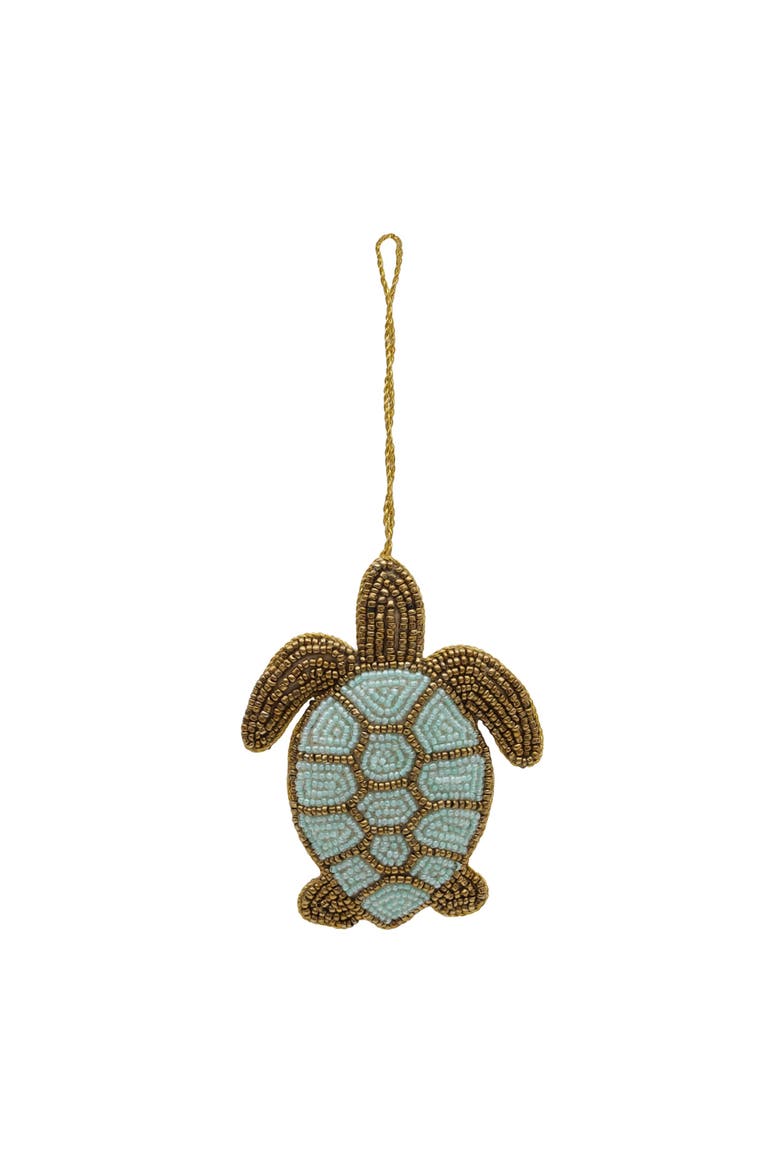 Sea Turtle Beaded Christmas Tree Ornament, Main, color, Blue
