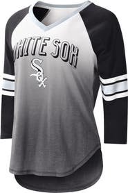 G-III 4HER BY CARL BANKS Women's G-III 4Her by Carl Banks White/Black Chicago White Sox Lead-Off Raglan 3/4-Sleeve V-Neck T-Shirt