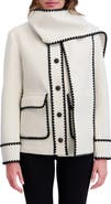 Kensie Whipstitch Detail Coat with Attached Scarf
