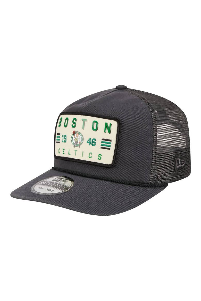 Men's New Era  Charcoal Boston Celtics Washed Patch 19TWENTY Adjustable Trucker Hat, Main, color, Charcoal