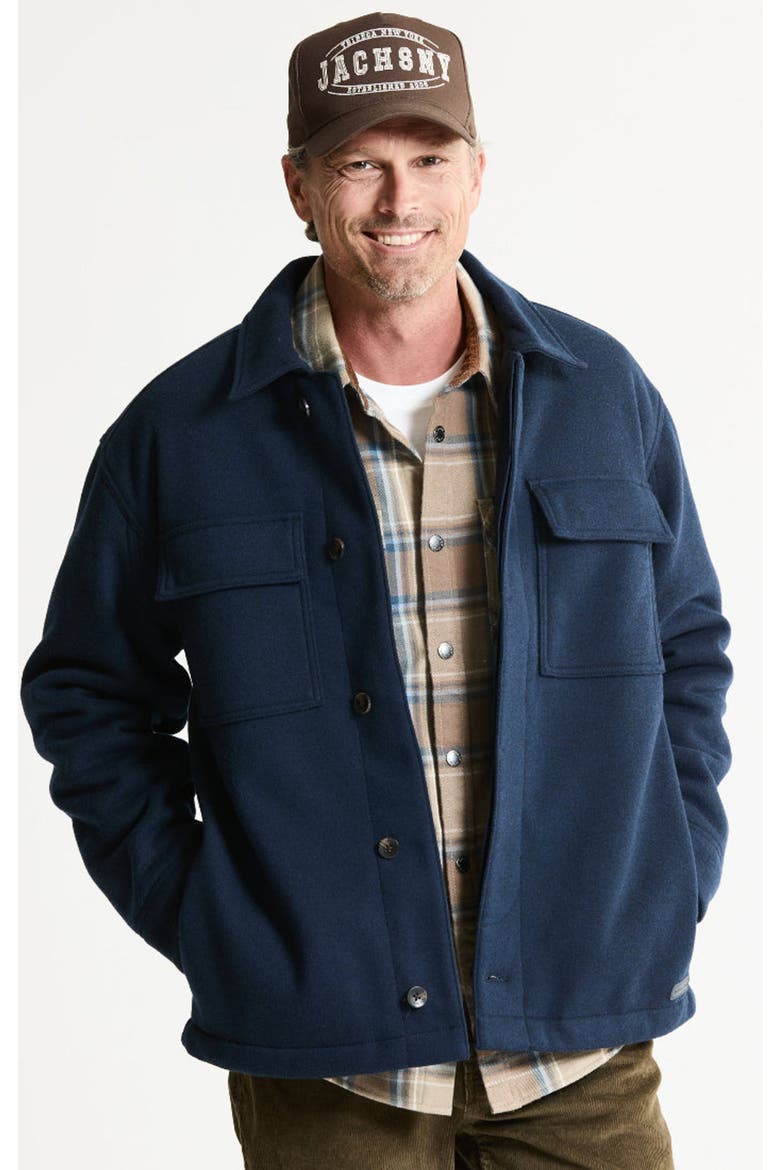 Bonded Wool Blend Heather Knit Jacket, Main, color, NAVY