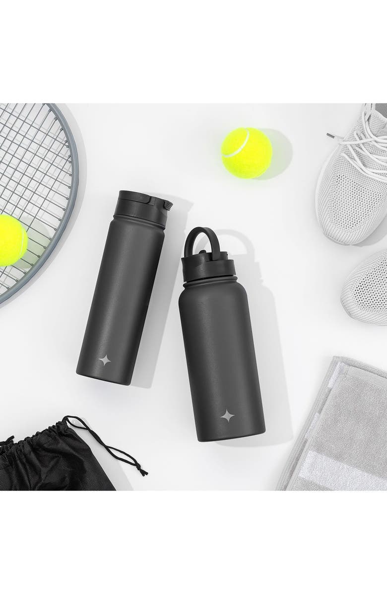 JoyJolt Stainless Steel Lidded Water Bottle, Alternate, color, Black