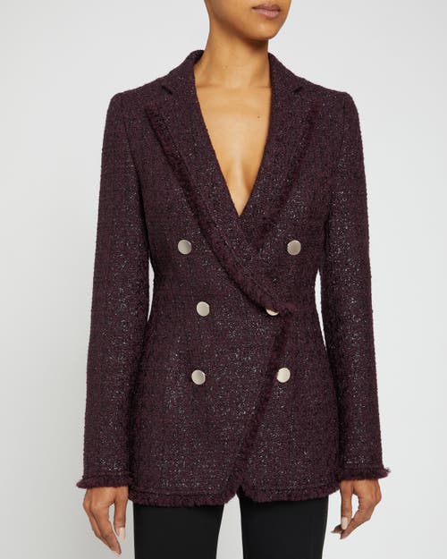 Santorelli Double-breasted Metallic Tweed Jacket In Sangria