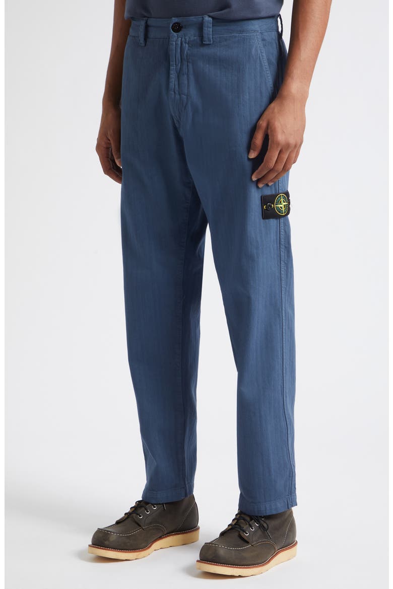 Straight Leg Herringbone Cotton Pants, Alternate, color, SLATE BLUE