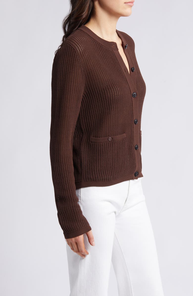 rag & bone Viola Open Stitch Cardigan, Alternate, color, Chocolate