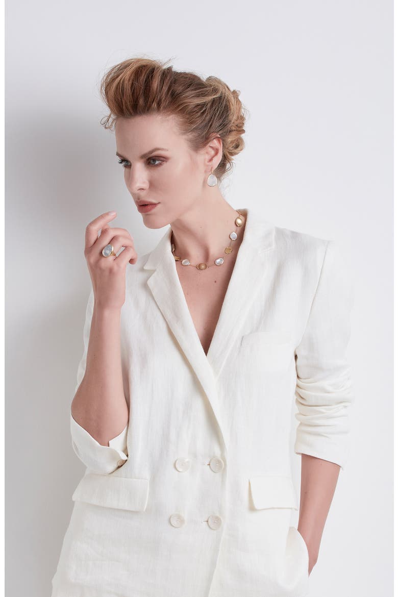 Lunaria 18K Yellow Gold White Mother-of-Pearl Short Necklace, Alternate, color, WHITE MOTHER OF PEARL