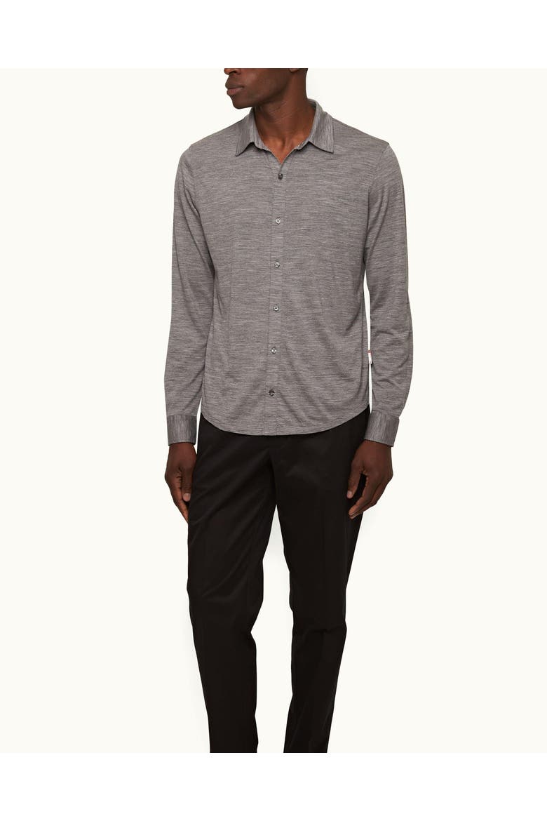 Giles Merino Tailored-Fit Shirt, Main, color, Grey Melange