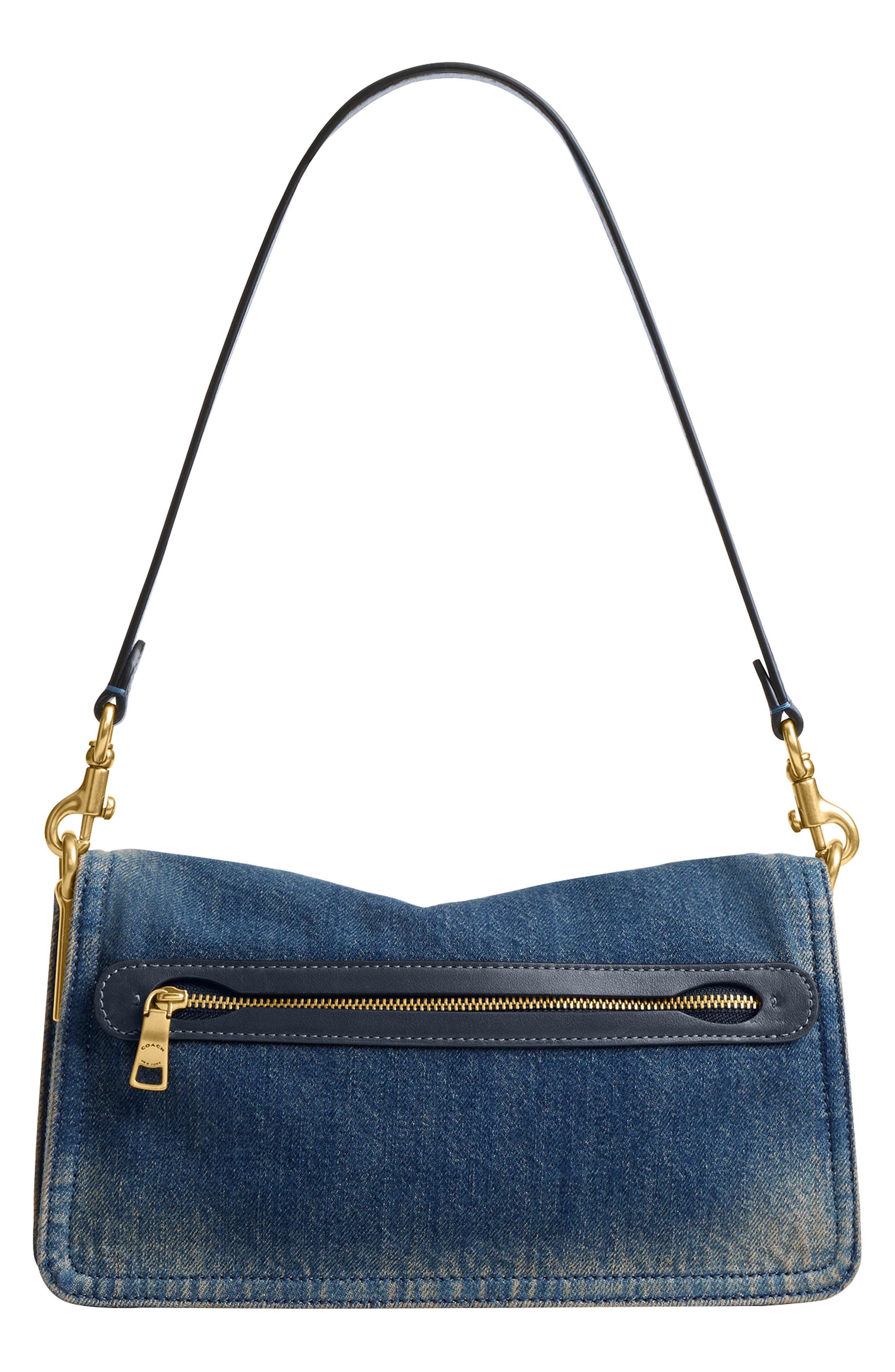 COACH Tabby Soft Loved Denim Shoulder Bag, Alternate, color, Dark Indigo
