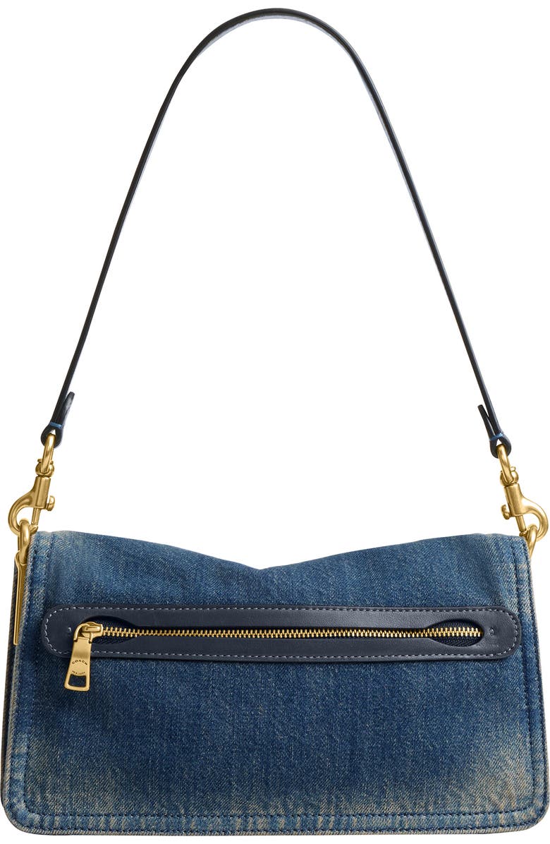 COACH Tabby Soft Loved Denim Shoulder Bag, Alternate, color, Dark Indigo