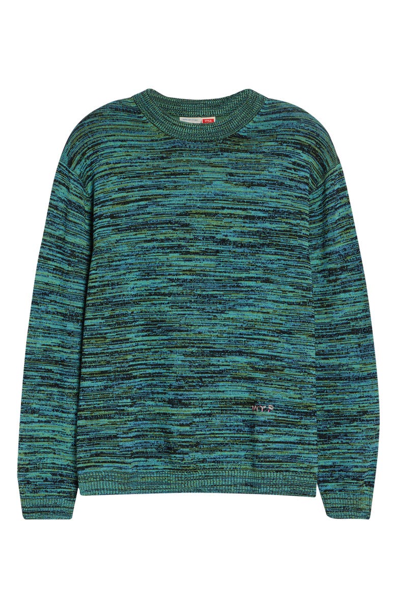 Waste Yarn Project Space Dye One of a Kind Crewneck Sweater, Alternate, color, Blue Green Dark
