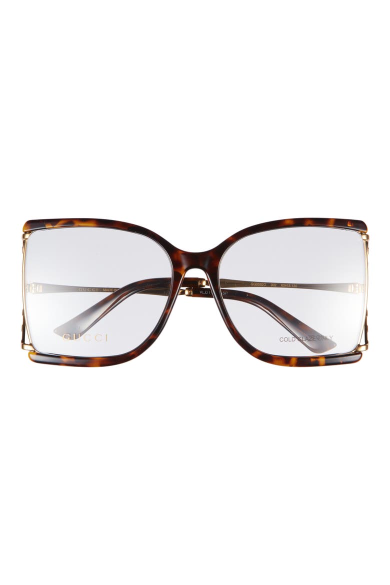 60mm Square Optical Frames, Main, color, HAVANA GOLD TRANSPARENT