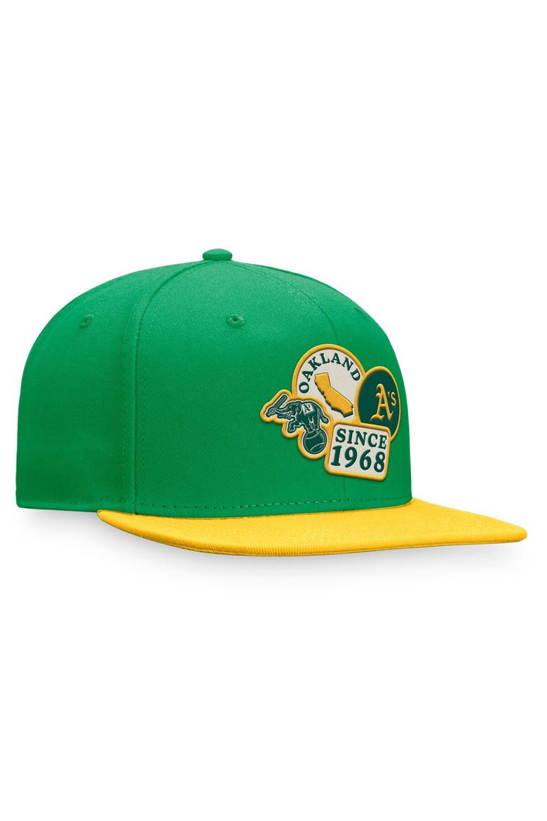 Men's Fanatics Branded Green Oakland Athletics Heritage Patch Fitted Hat, Alternate, color, Kelly Green