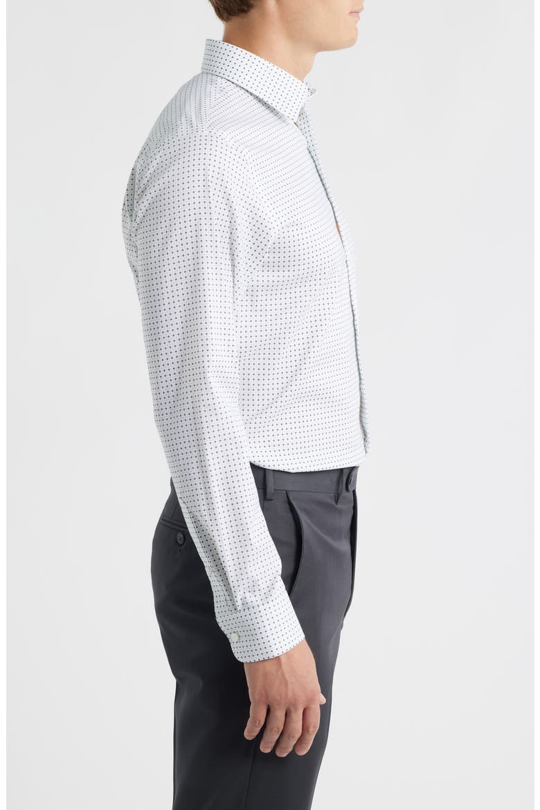 Trim Fit Geometric Print Premium Performance Twill Dress Shirt, Alternate, color, LIGHT BLUE