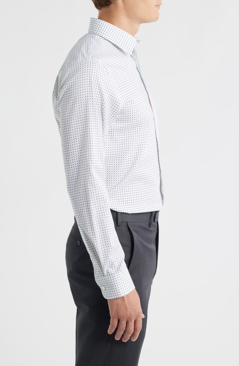 Nordstrom Trim Fit Geometric Print Premium Performance Twill Dress Shirt, Alternate, color, Light Blue
