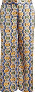 Tahari ASL Geo Print Satin Wide Leg Pants