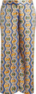 Tahari ASL Geo Print Satin Wide Leg Pants