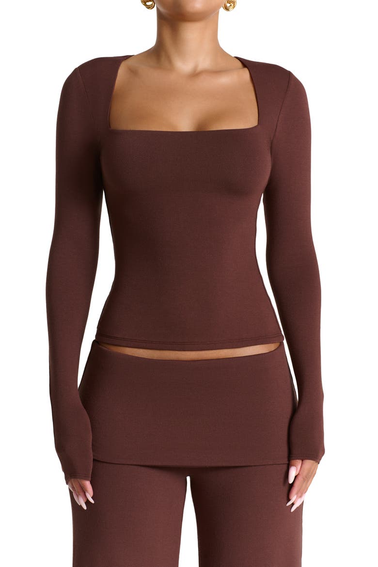Square Neck Crop Top, Main, color, CHOCOLATE