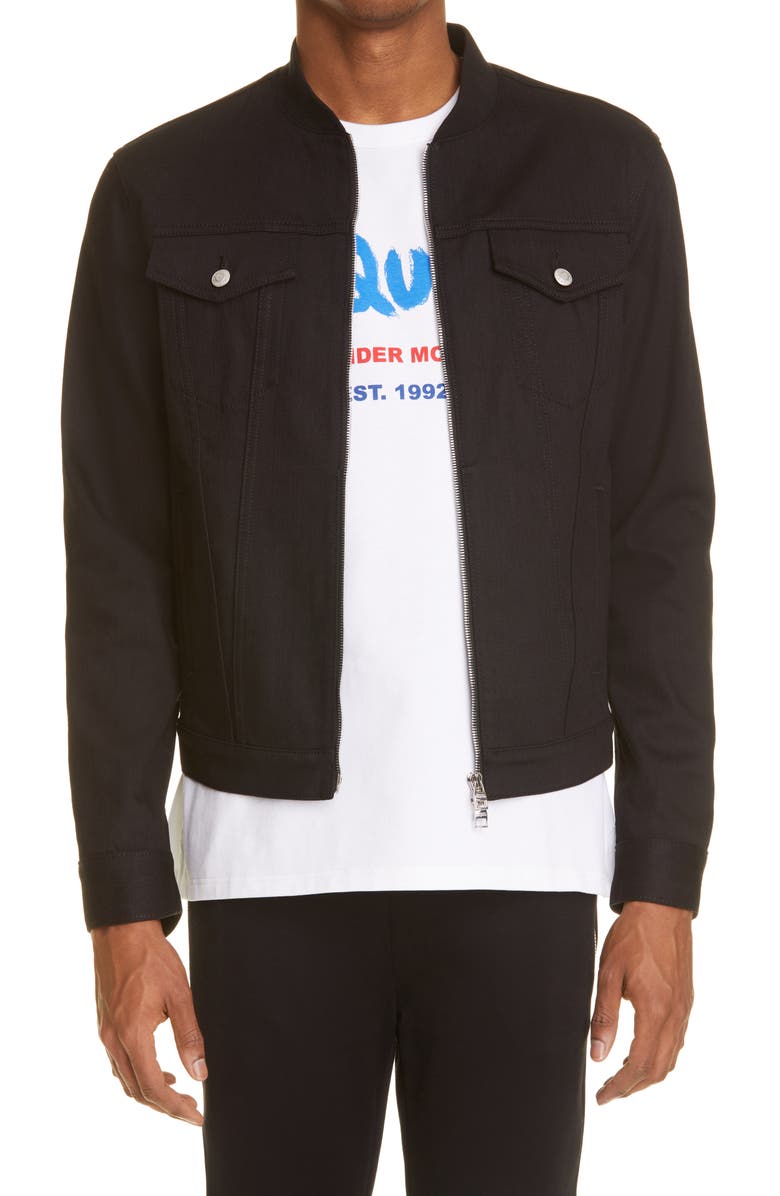 McQueen Alexander McQueen Graffiti Logo Denim Jacket, Main, color,