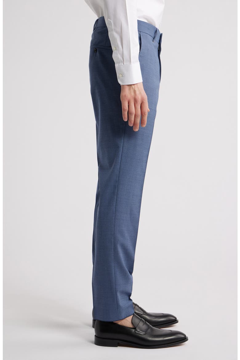Genius Slim Fit Tan Microcheck Flat Front Stretch Dress Pants, Alternate, color, MEDIUM BLUE