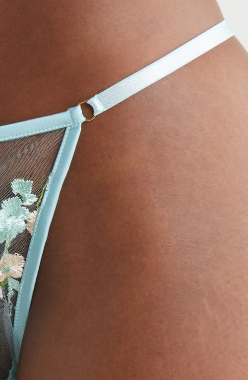 Kilo Brava Floral Embroidered G-string In Powder Blue Multi