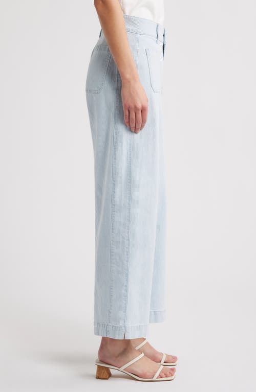 Wit & Wisdom Emma Stripe Patch Pocket High Waist Wide Leg Jeans In Powder Blue