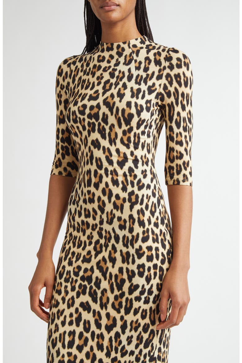 Delora Leopard Print Knit Midi Dress, Alternate, color, LEOPARD